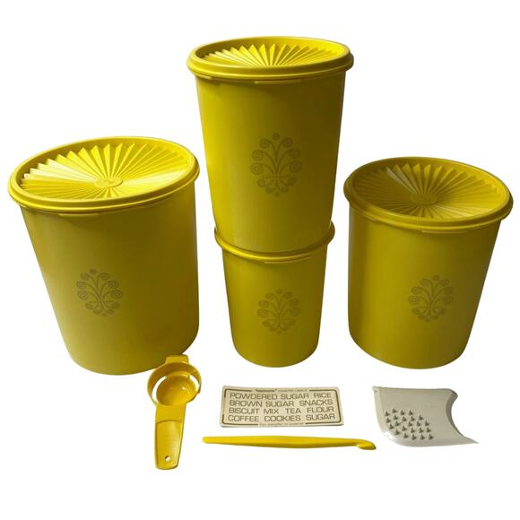 Tupperware | Kitchen | Vintage Tupperware Yellow Set Canisters Yolkster ...